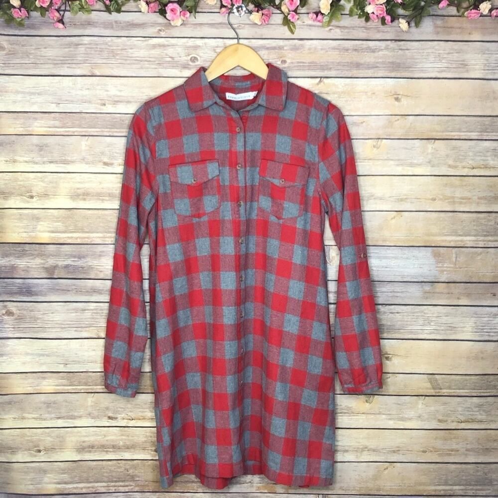 Paper Crane Checkered Shirt Dress